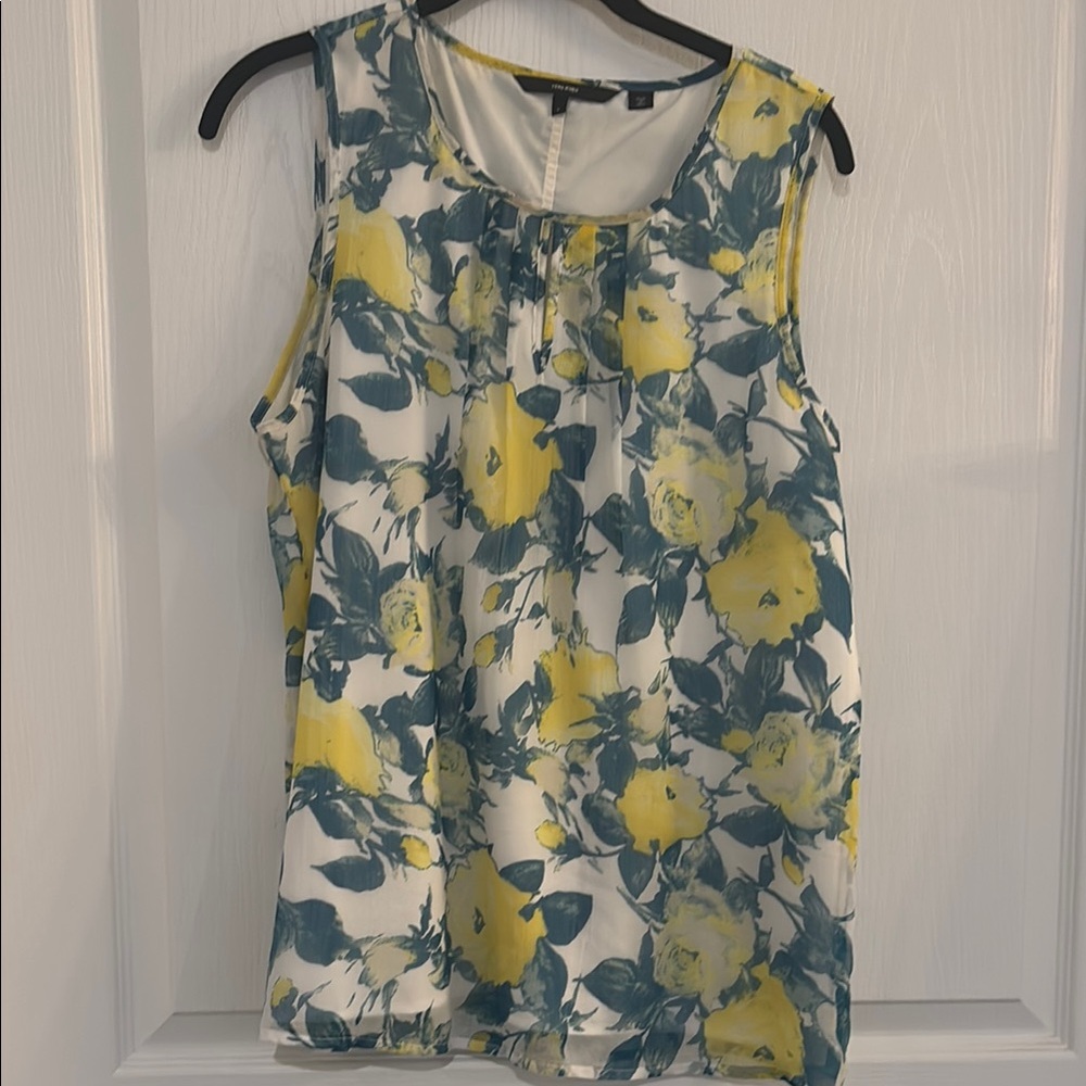 Floral Sleeveless Top - Yellow and Blue